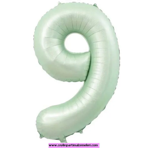 9 Rakam Yeşil Folyo Balon